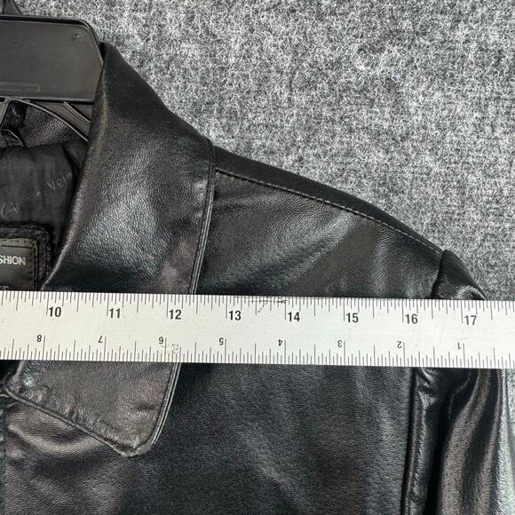 Gianni Velente Men's Genuine Leather Jacket Black Zip Front Quilted Lining Large - Picture 6 of 8